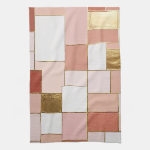 Linge De Cuisine Géométrie de Rose Dorée