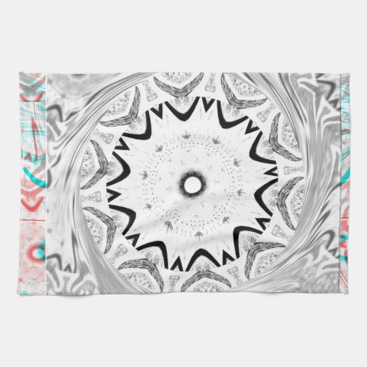 Linge De Cuisine Géométrie en cyan rose africain (Horizontal)