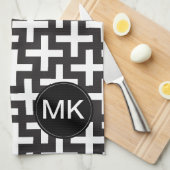 Linge De Cuisine Géométrie noir et blanc (Quart Plié)