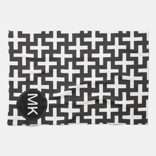 Linge De Cuisine Géométrie noir et blanc (Horizontal)