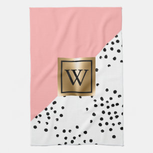 Linge De Cuisine Géométrie rose et Pois