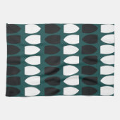 Linge De Cuisine Géométrique bleu sarcelle blanc noir moderne (Horizontal)