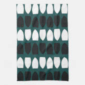Linge De Cuisine Géométrique bleu sarcelle blanc noir moderne (Vertical)
