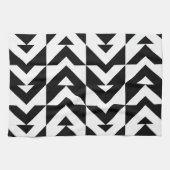Linge De Cuisine Géométrique Chevron noir et blanc (Horizontal)