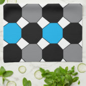 Linge De Cuisine Géométrique gris noir bleu (Plié)