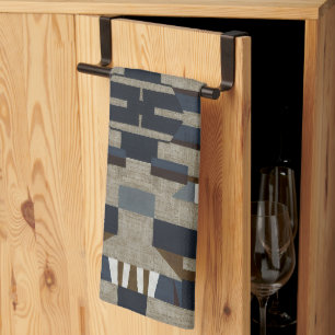 Linge De Cuisine Géométrique Tribal (Terre cuite + Bleu) Luxe