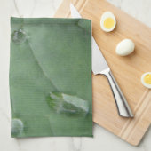 Linge De Cuisine Geschirrtuch Wassertropfen auf grau-grünem Blatt (Quart Plié)