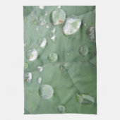 Linge De Cuisine Geschirrtuch Wassertropfen auf grau-grünem Blatt (Vertical)
