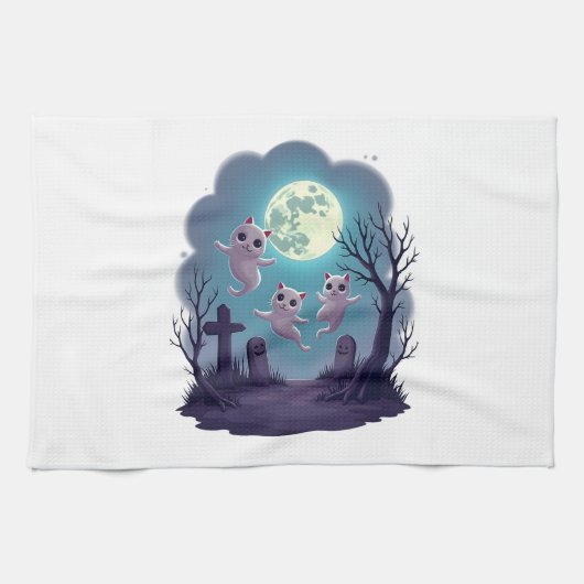 Linge De Cuisine Ghost Cat Parade (Horizontal)