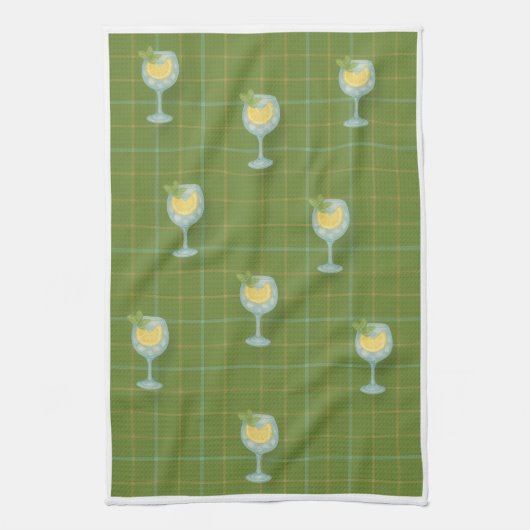 Linge De Cuisine Gin Lover Plaid Tea Towel – Olive  & Ivory  (Vertical)