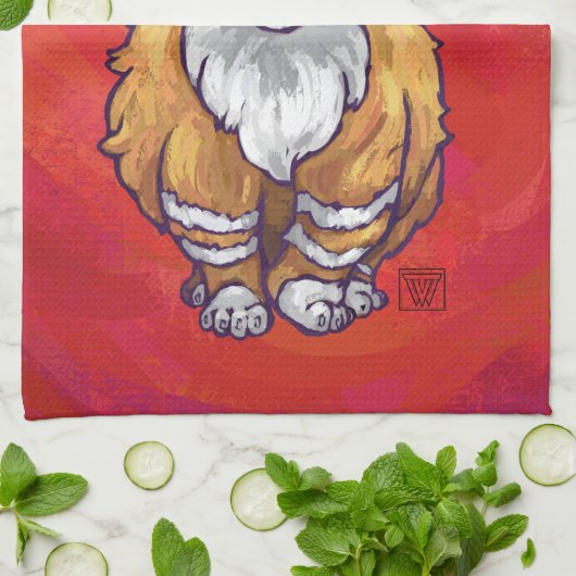 Linge De Cuisine Ginger Chat Noël Sur Rouge (Plié)