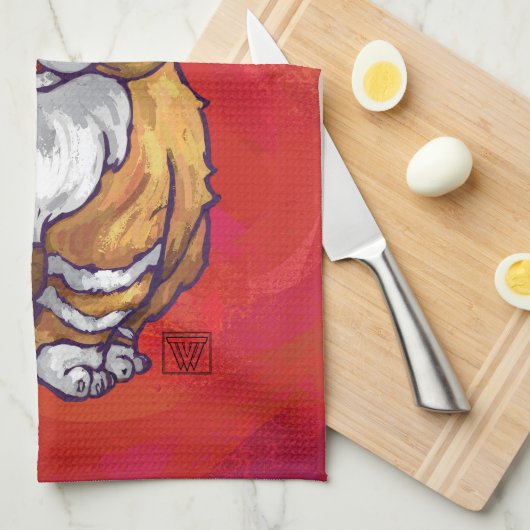 Linge De Cuisine Ginger Chat Noël Sur Rouge (Quart Plié)