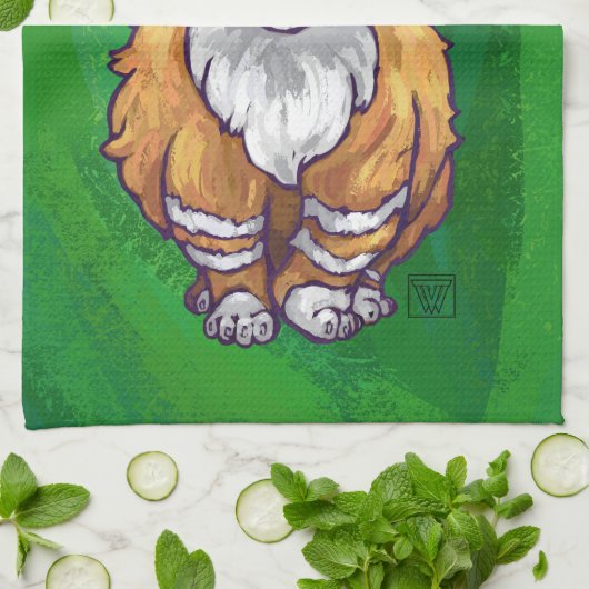 Linge De Cuisine Ginger Chat Noël Sur Vert (Plié)