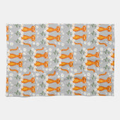 Linge De Cuisine Ginger Floral Orange Chat Énergie (Horizontal)