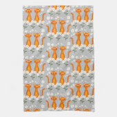 Linge De Cuisine Ginger Floral Orange Chat Énergie (Vertical)