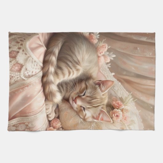 Linge De Cuisine Ginger Kitten Dormir (Shabby Chic) (Horizontal)