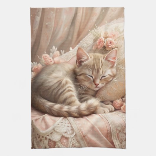 Linge De Cuisine Ginger Kitten Dormir (Shabby Chic) (Vertical)