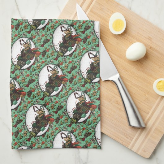 Linge De Cuisine Gingerbread Man- Mint (Quart Plié)