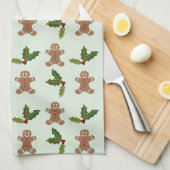 Linge De Cuisine Gingerbread Men and Holly Pattern (Quart Plié)
