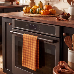 Linge De Cuisine Gingham à carreaux classique citrouille automne