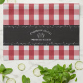 Linge De Cuisine Gingham Rouge Campagne Rustique Tableau Noir (Plié)