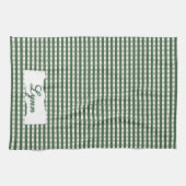 Linge De Cuisine Gingham Vert Classique & Blanc | Nom Personnalisé (Horizontal)