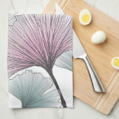 Linge De Cuisine Gingko biloba dessiné à la main. (Quart Plié)