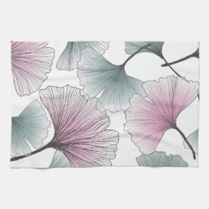Linge De Cuisine Gingko biloba dessiné à la main.