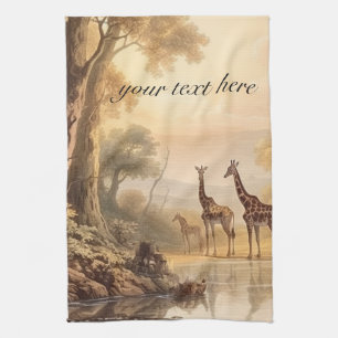 Linge De Cuisine girafes botaniques vintages, personnalisables