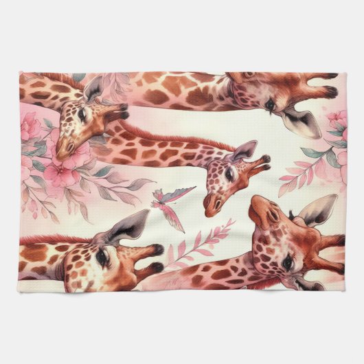 Linge De Cuisine Giraffe à l'aquarelle (Horizontal)