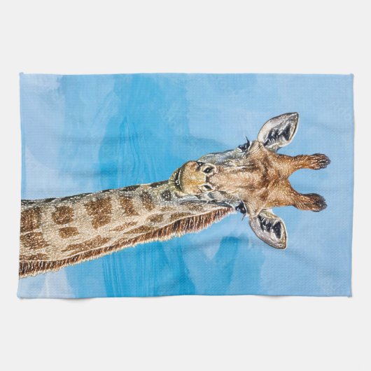 Linge De Cuisine Giraffe curieuse (Horizontal)