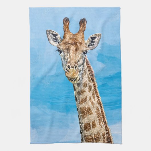Linge De Cuisine Giraffe curieuse (Vertical)