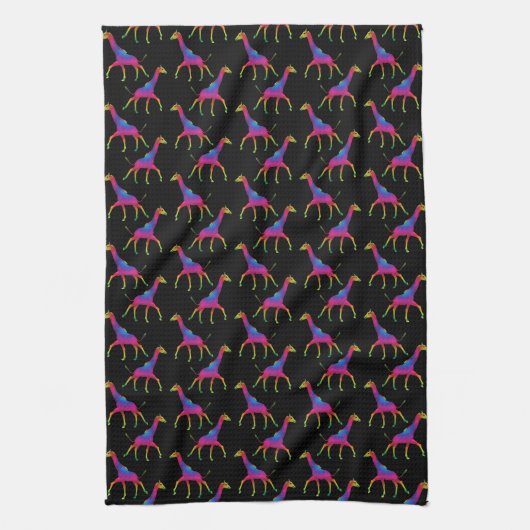 Linge De Cuisine Giraffe de couleur arc-en-ciel (Vertical)