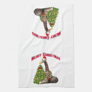 Linge De Cuisine Giraffe de Noël