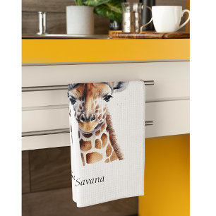 Linge De Cuisine Giraffe en casquette d'hiver personnalisable