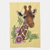 Linge De Cuisine Giraffe Fleurs de Portrait Jaunes (Vertical)