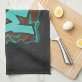 Linge De Cuisine Giraffe Impression Brown et Turquoise (Quart Plié)
