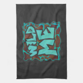 Linge De Cuisine Giraffe Impression Brown et Turquoise (Vertical)