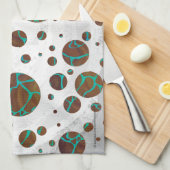 Linge De Cuisine Giraffe Impression Brown et Turquoise (Quart Plié)
