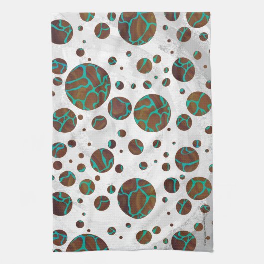 Linge De Cuisine Giraffe Impression Brown et Turquoise (Vertical)