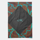 Linge De Cuisine Giraffe Impression Brown et Turquoise (Vertical)