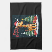 Linge De Cuisine Giraffe Joyeux sapin de Noël Éclairage Père Noël G (Vertical)
