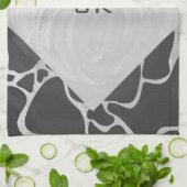 Linge De Cuisine Giraffe Monogramme noir et gris clair (Plié)