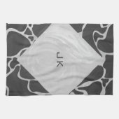 Linge De Cuisine Giraffe Monogramme noir et gris clair (Horizontal)