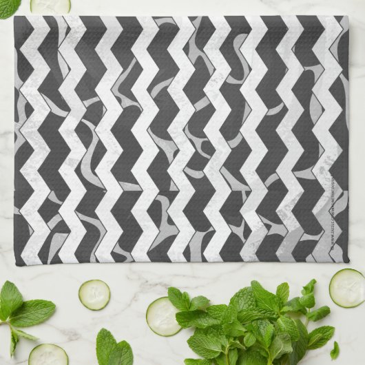 Linge De Cuisine Giraffe noir et gris Chevron Motif (Plié)