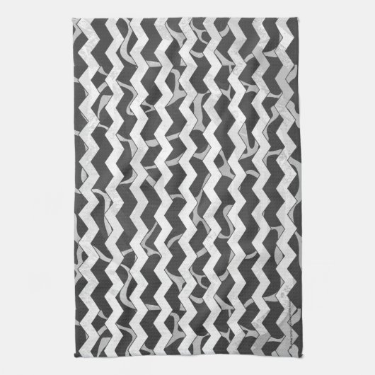 Linge De Cuisine Giraffe noir et gris Chevron Motif (Vertical)