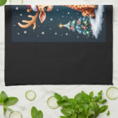 Linge De Cuisine Giraffe Reindeer Casquette Père Noël Christmas Tre (Plié)