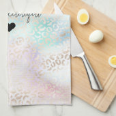 Linge De Cuisine Girly Aqua Blush Empreinte de léopard or rose (Quart Plié)