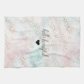 Linge De Cuisine Girly Aqua Blush Empreinte de léopard or rose (Horizontal)