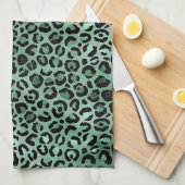 Linge De Cuisine Girly Emerald Green Glam Empreinte de léopard     (Quart Plié)